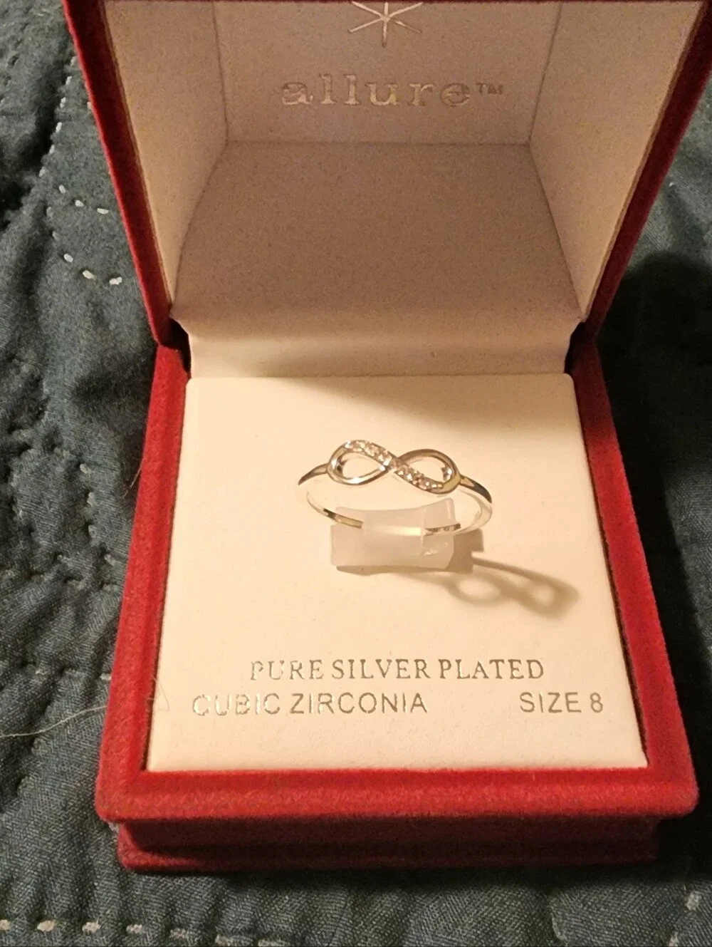 Sterling Silverplated  Infinity Ring with Clear Cubic Zirconia - Silver